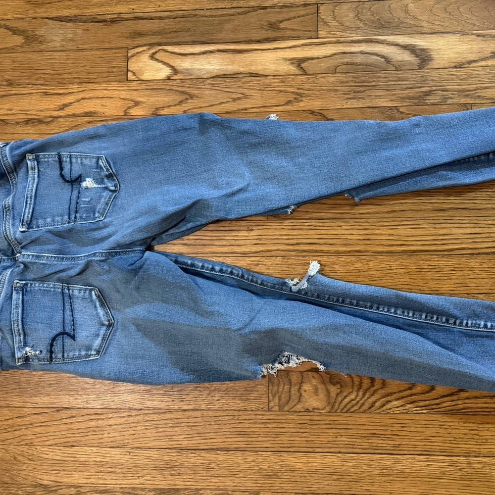 American Eagle Outfitters Ripped Blue Skinny Jeans - Picture 2 of 3